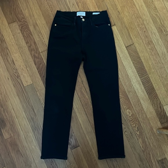 FRAME Le High Straight in Noir Size 27 - Picture 2 of 5